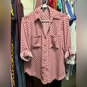 Pink polka dot blouse